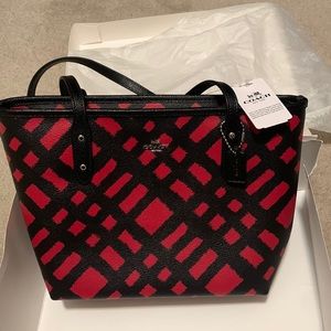 NEW Coach black and red purse